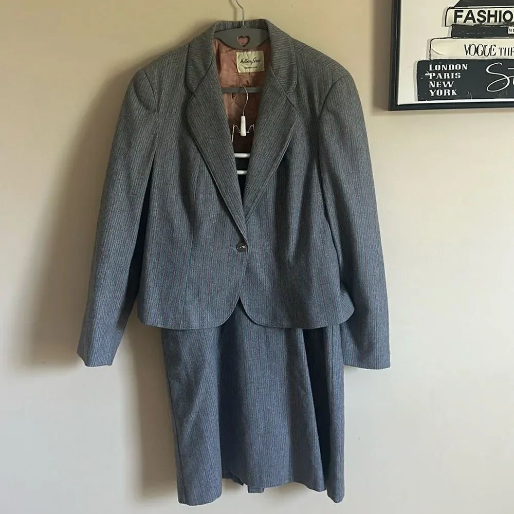 Vintage Mulberry Street Wool Blend Skirt Blazer Suit